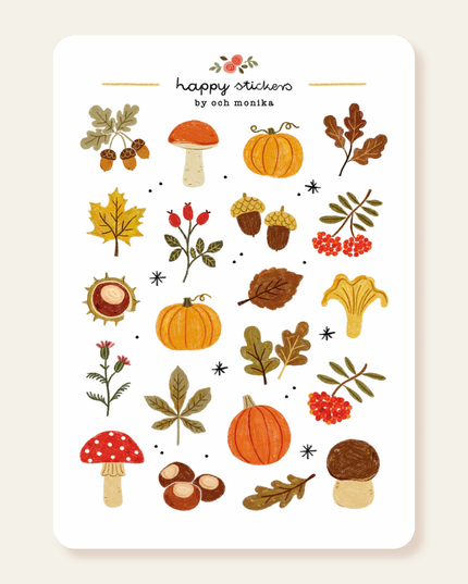 Klistremerkeark | Håndtegnet ~ Autumn Treasures | A6