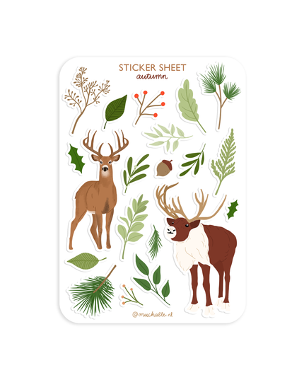 Klistremerkeark | Winter Autumn Nature - Moose - Deer | A6