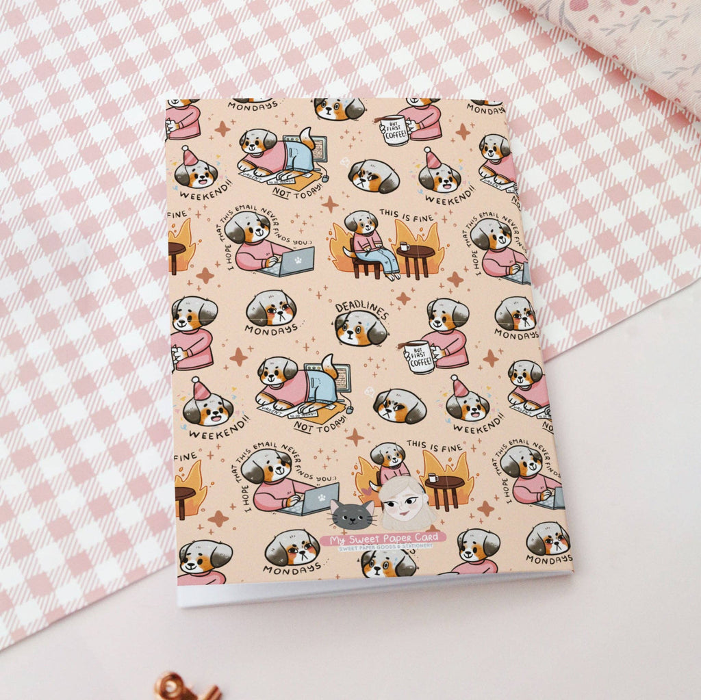 "Corporate Dog" Notatbok | Resirkulert notatbok | "Tilbake på jobb" - Hvite sider