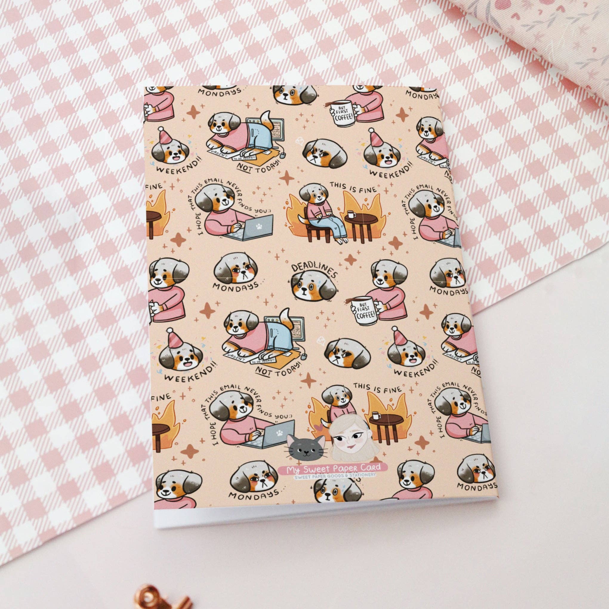 "Corporate Dog" Notatbok | Resirkulert notatbok | "Tilbake på jobb" - Hvite sider