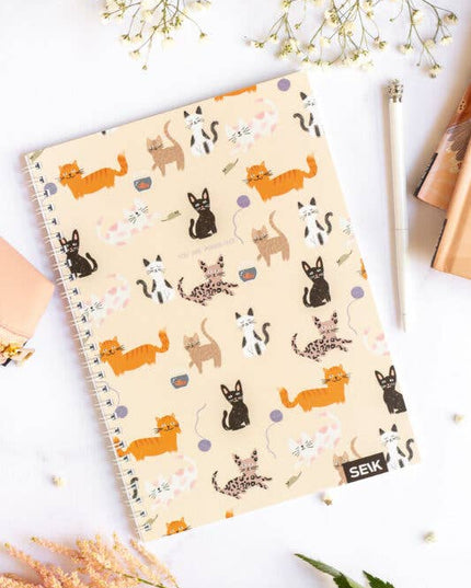 Bullet Journal / Notatbok med Prikker | Spiral Binding | Kitties