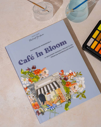 Watercolor Workbook 3: Café in Bloom | Akvarell Malebok for Voksne