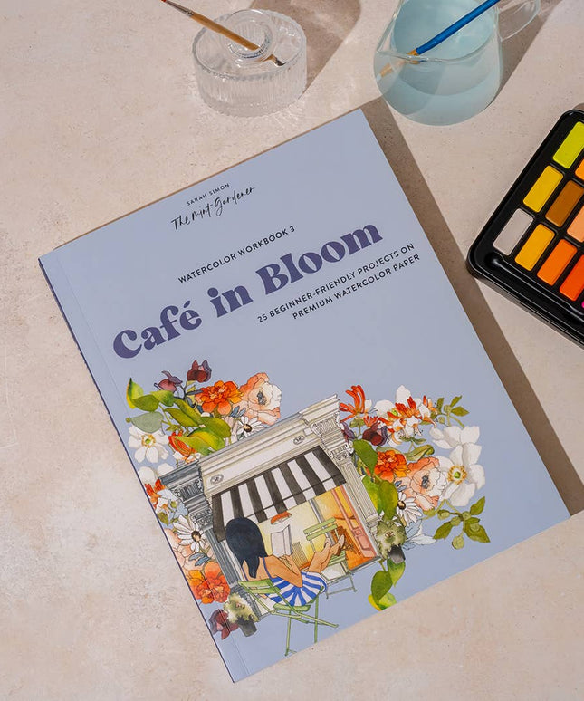 Watercolor Workbook 3: Café in Bloom | Akvarell Malebok for Voksne