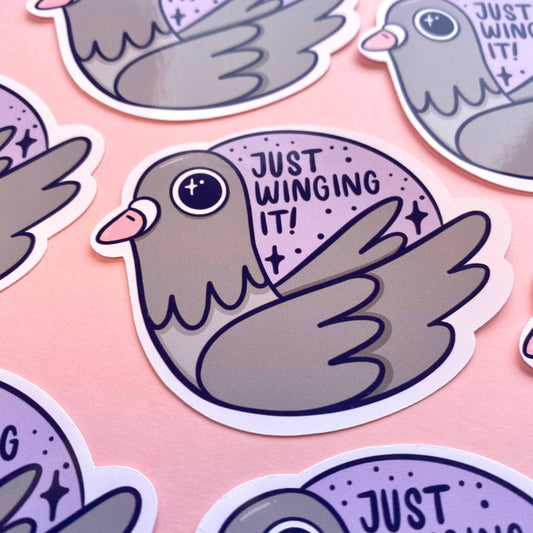 Just Winging It! Glossy Klistremerke