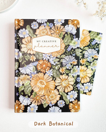 Min Kreative Planlegger - Udatert | Fargeleggingssider - Med 3 Klistremerkeark | Dark Botanical