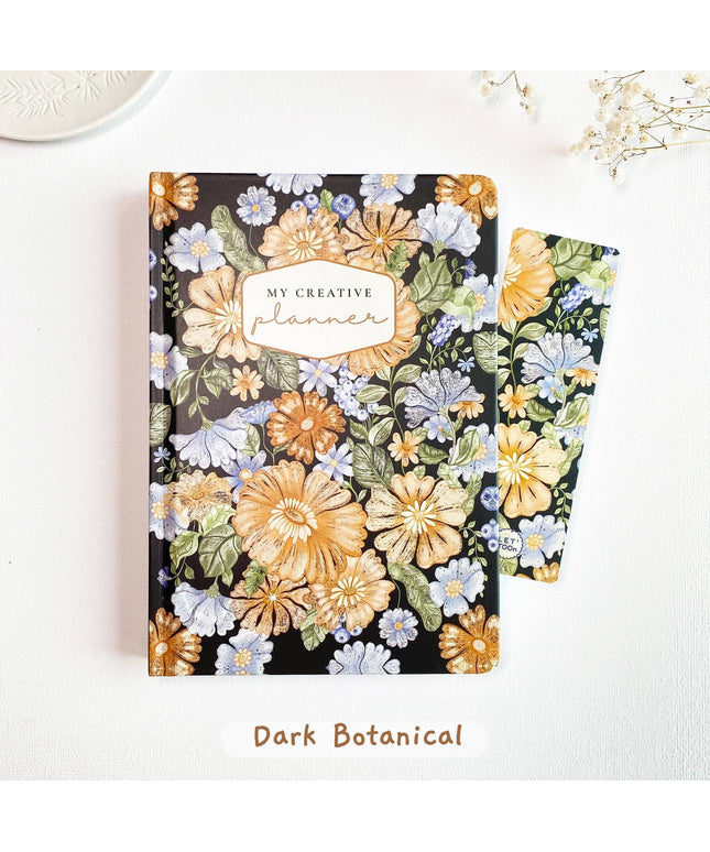 Min Kreative Planlegger - Udatert | Fargeleggingssider - Med 3 Klistremerkeark | Dark Botanical