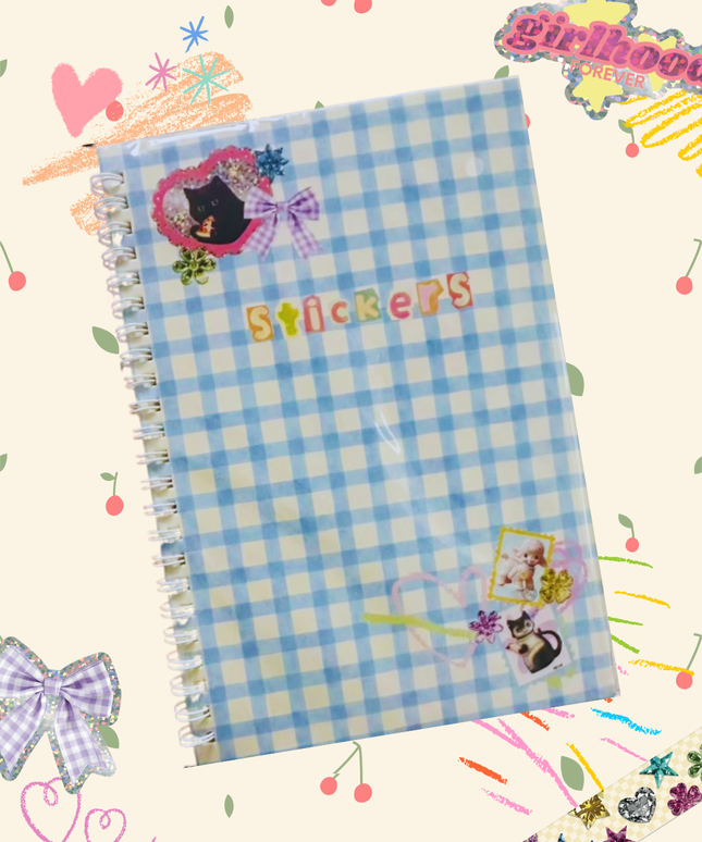 A5 Gingham Sticker Keeper | Klistremerkebok